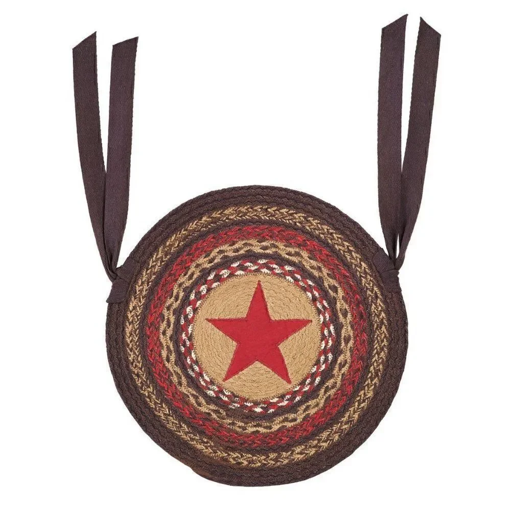 Farmhouse Landon Star Jute Braided Chair Pad 15 inch Country